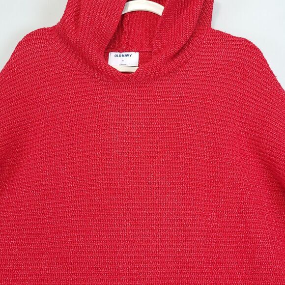 Old Navy Chunky Hooded Tunic Sweater Pull Over Women XL Red Long Sleeve - Picture 10 of 13